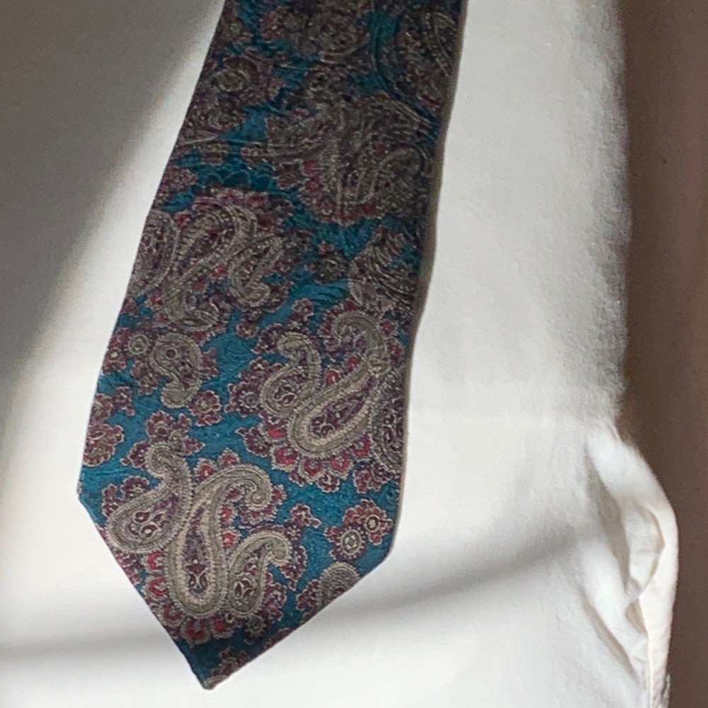 Liberty of London Teal and Burgundy Paisley Tie